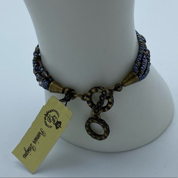 NEW Premier Designs Allegro Peacock Color Seed Bead Multi Strand Crystal Toggle - Picture 9 of 13